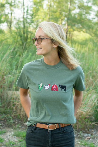 Farm Life Embroidered T-Shirt