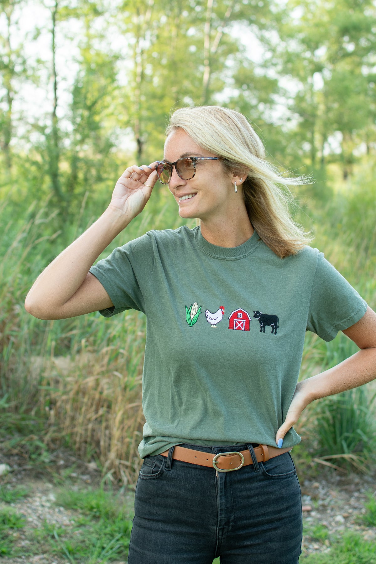 Farm Life Embroidered T-Shirt