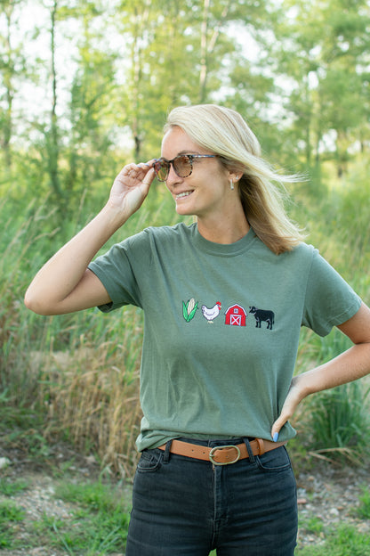Farm Life Embroidered T-Shirt