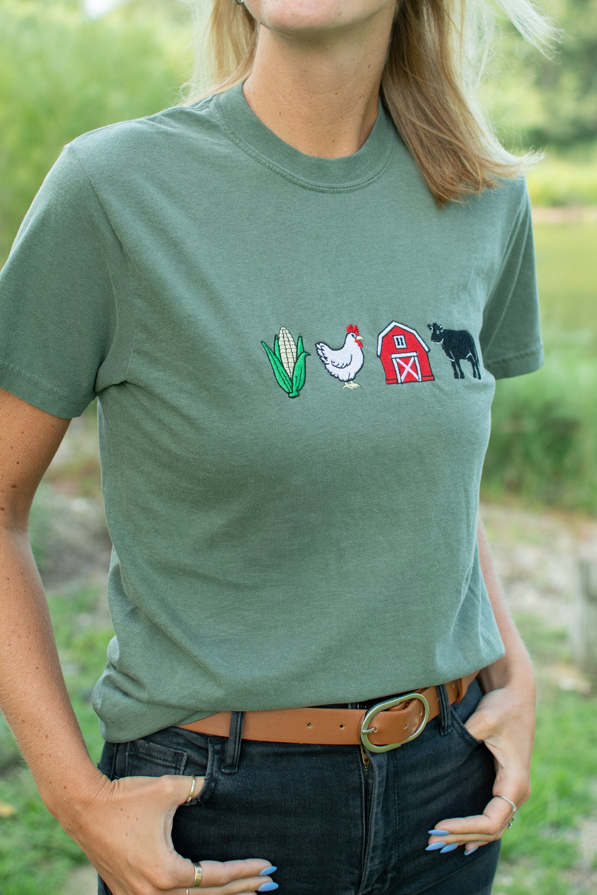 Farm Life Embroidered T-Shirt
