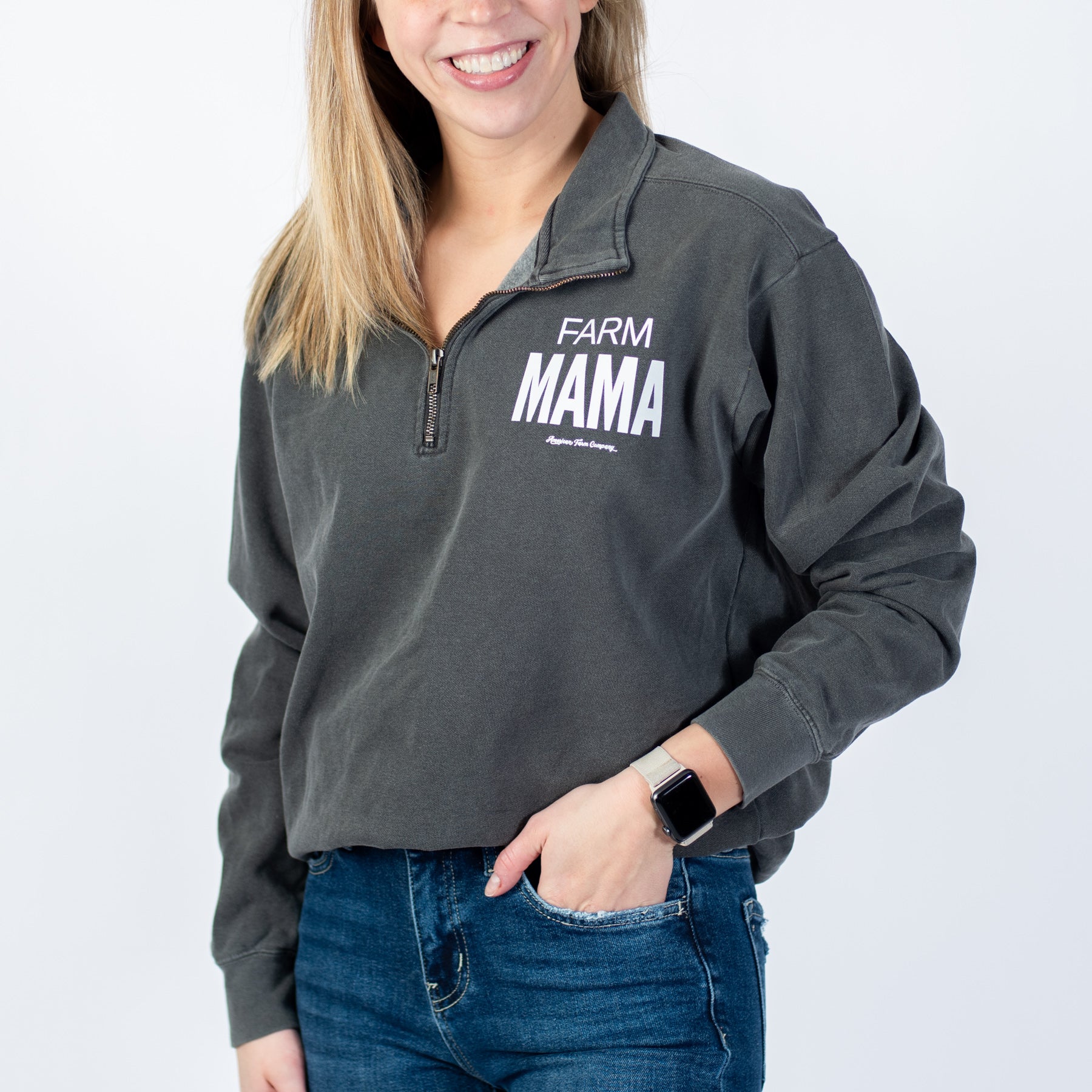 'Farm Mama' Charcoal 1/4 Zip - American Farm Company