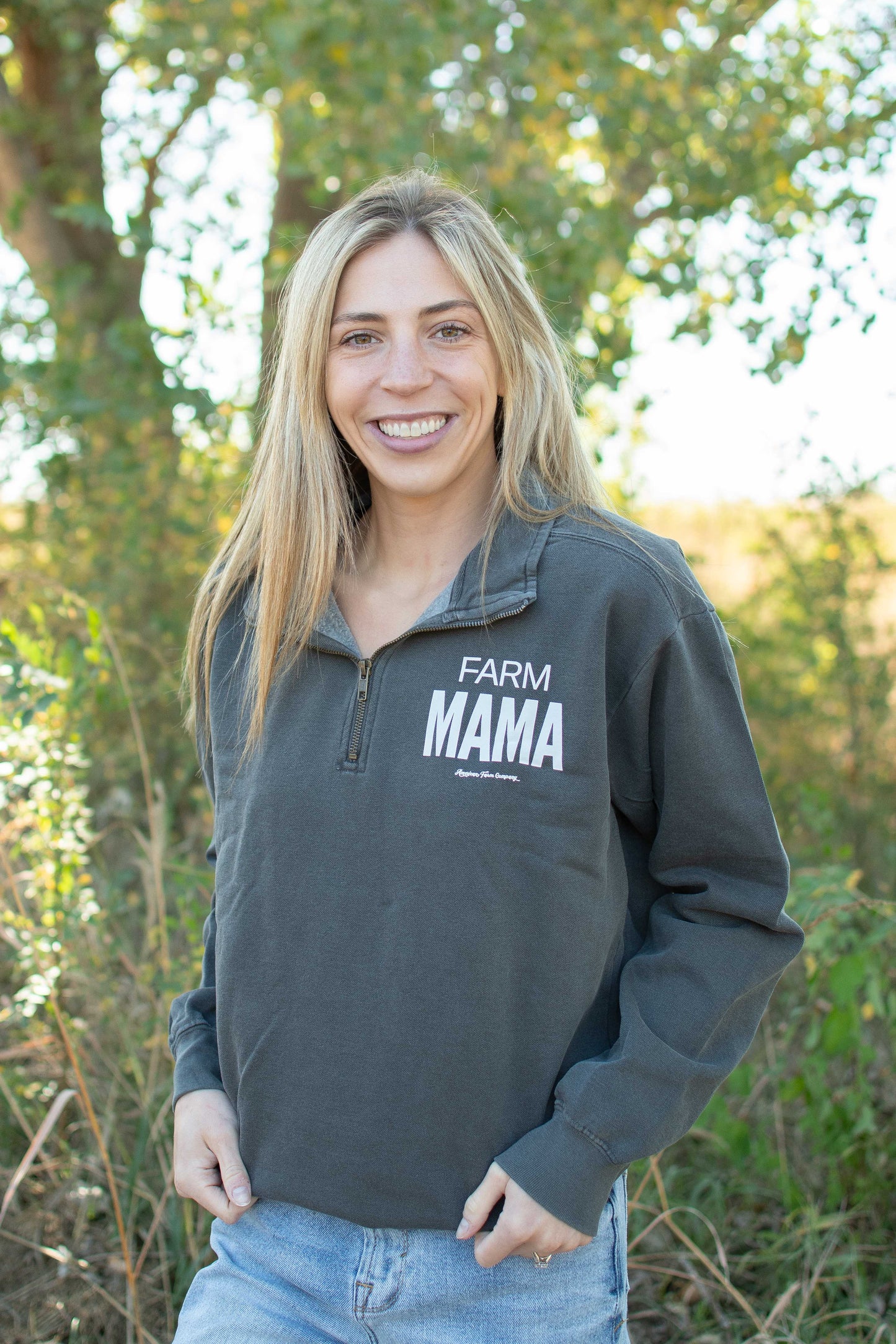 'Farm Mama' Charcoal 1/4 Zip