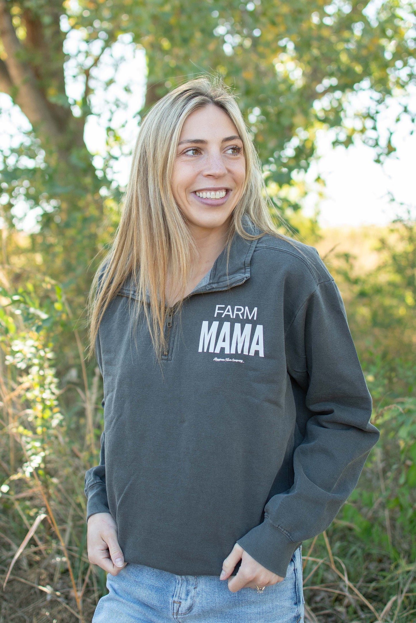 'Farm Mama' Charcoal 1/4 Zip