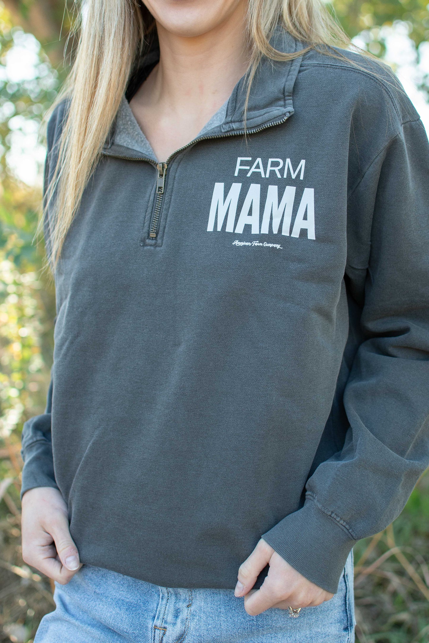 'Farm Mama' Charcoal 1/4 Zip