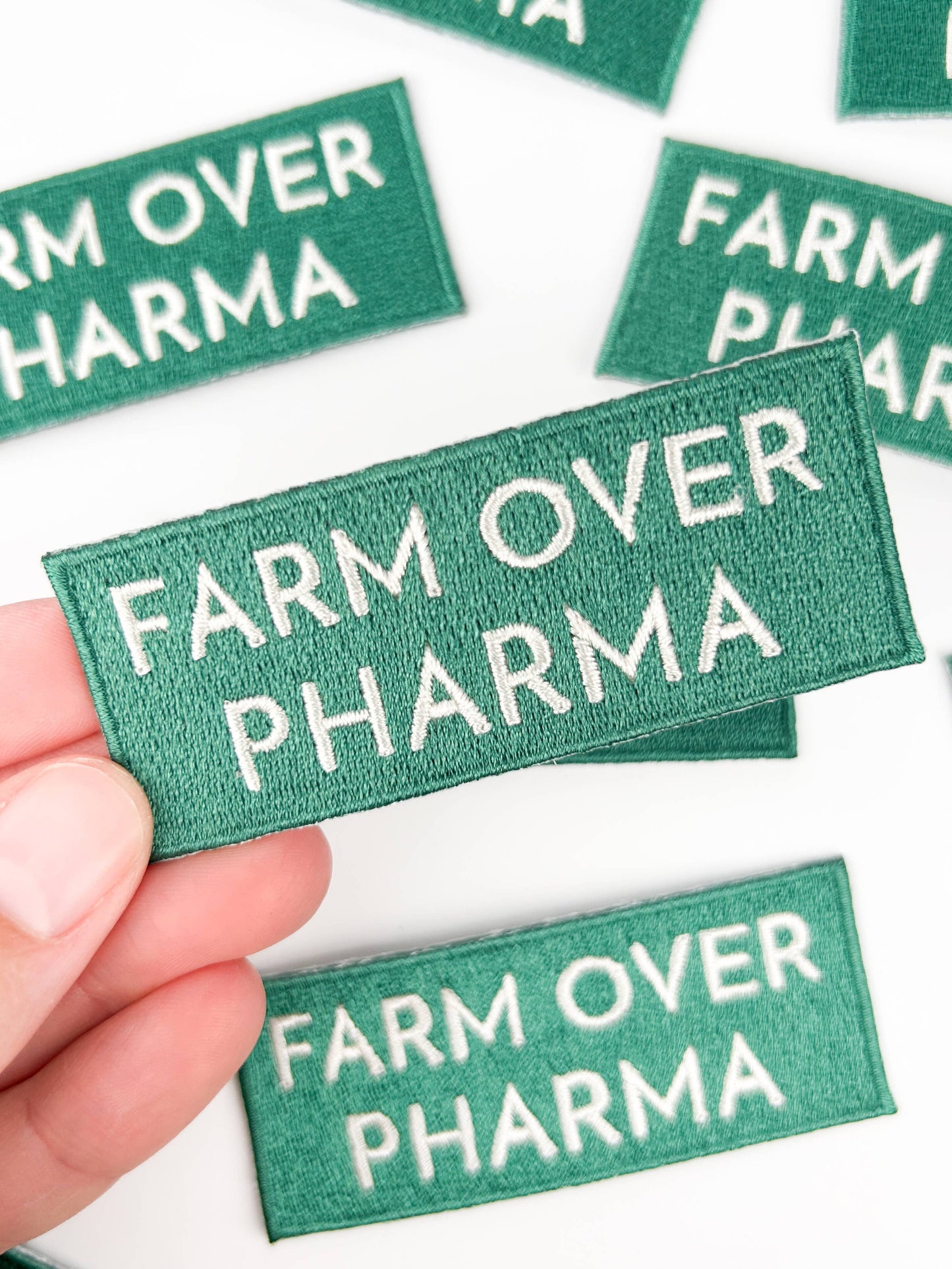 'Farm Over Pharma' Embroidered Iron-On Patch