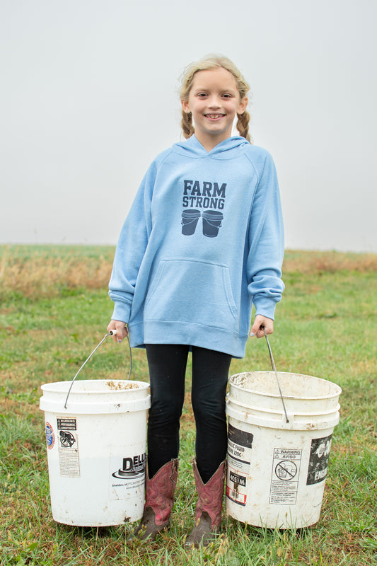 'Farm Strong' Toddler/Youth Blue Hoodie