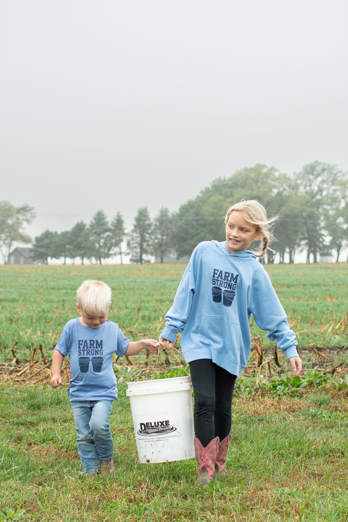 'Farm Strong' Toddler/Youth Blue Hoodie
