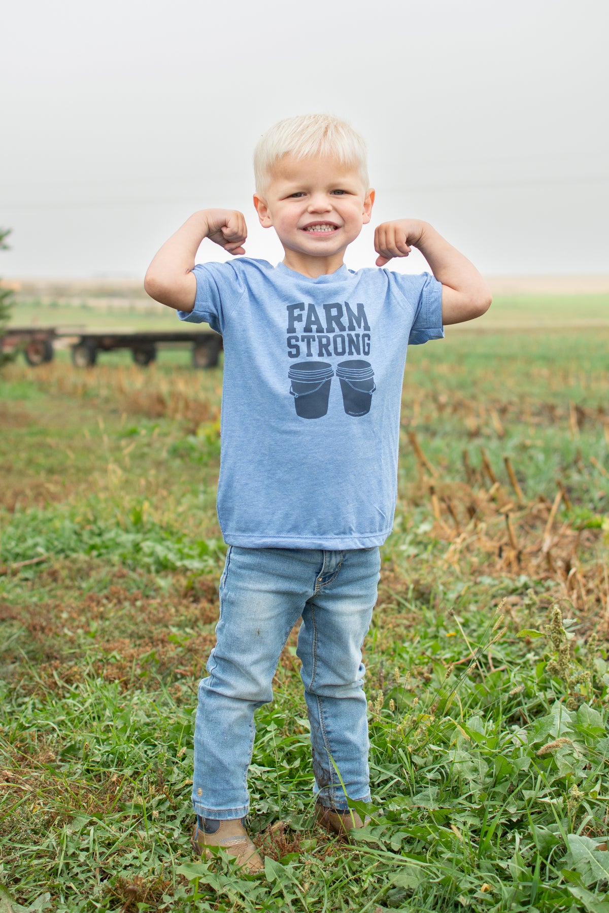 'Farm Strong' Toddler/Youth Blue Tee