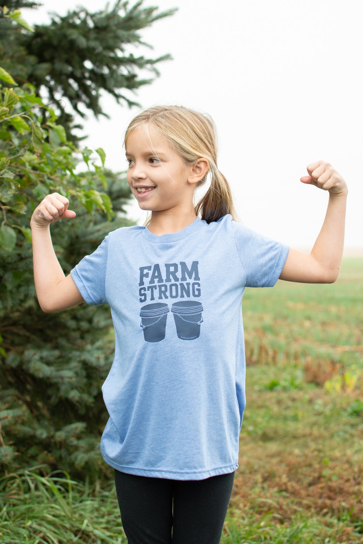 'Farm Strong' Toddler/Youth Blue Tee