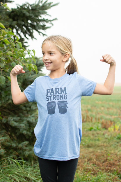 'Farm Strong' Toddler/Youth Blue Tee
