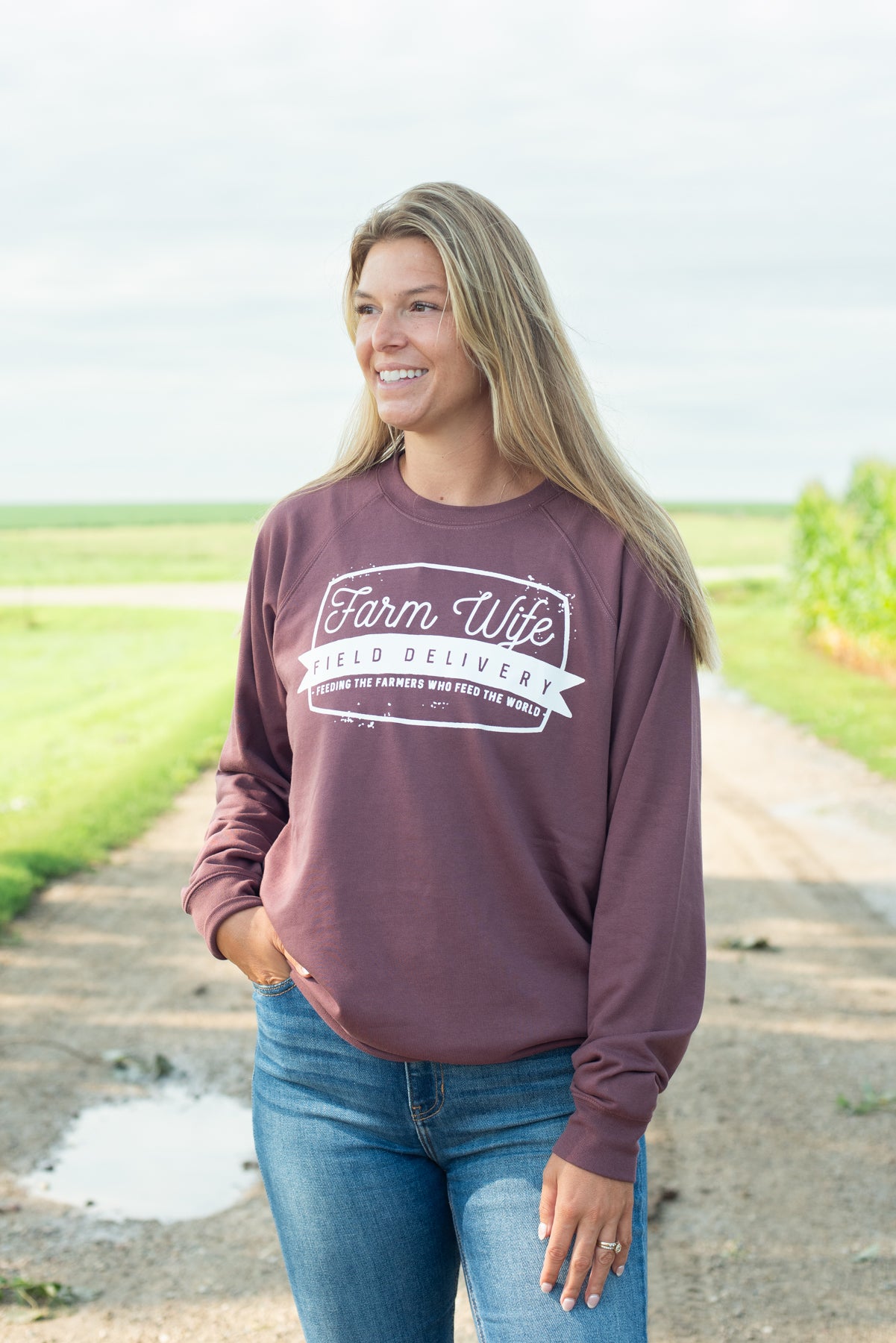 'Farm Wife Field Delivery' Lightweight Crewneck
