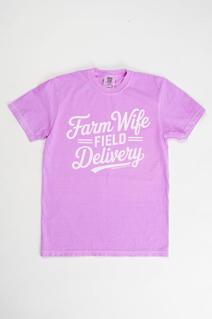 Farm Wife Field Delivery' Neon Purple Tee
