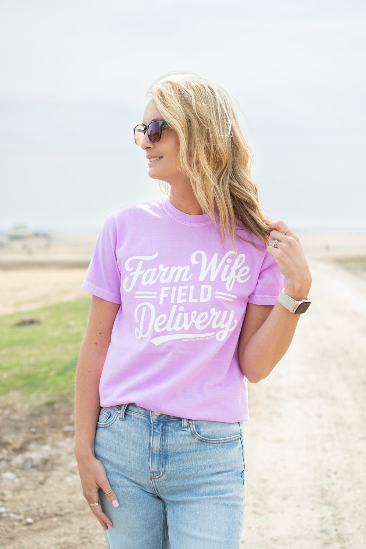 Farm Wife Field Delivery' Neon Purple Tee