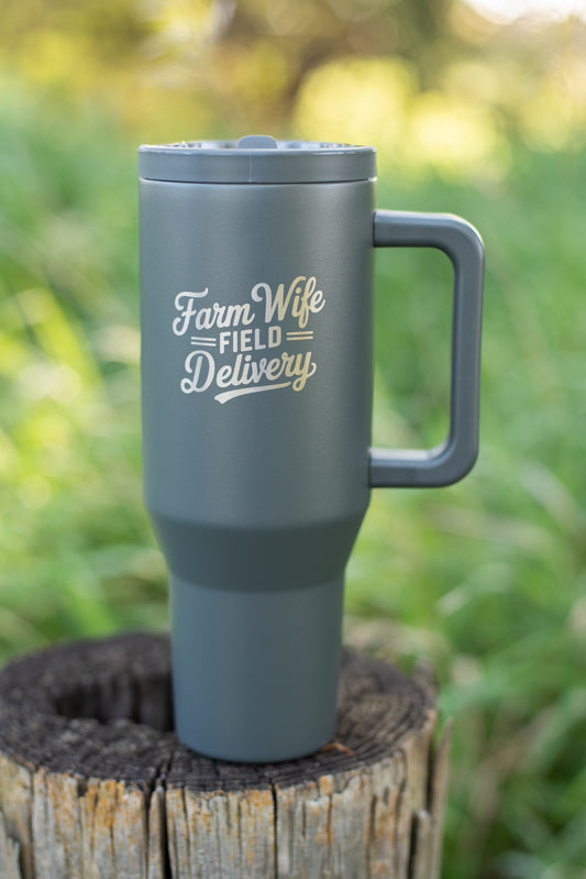 'Farm Wife Field Delivery' 40oz Water Tank Tumbler - Charcoal