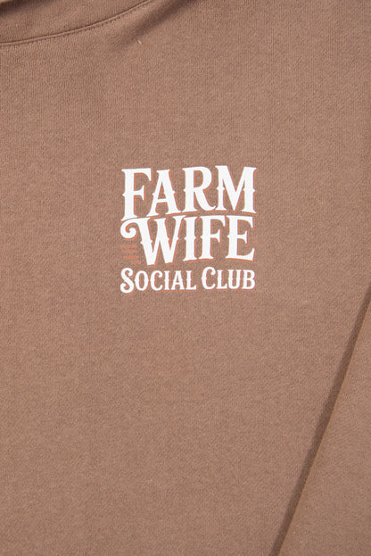 'Farm Wife Social Club' Brown Hoodie