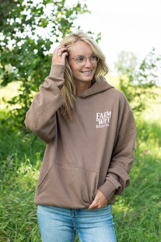 'Farm Wife Social Club' Brown Hoodie