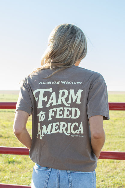 'Farm to Feed America' Brown Tee