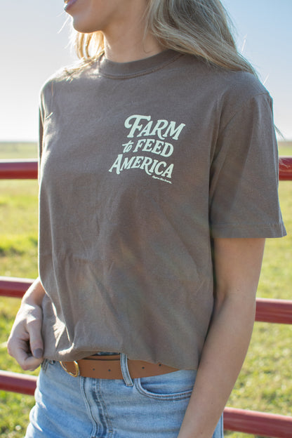 'Farm to Feed America' Brown Tee