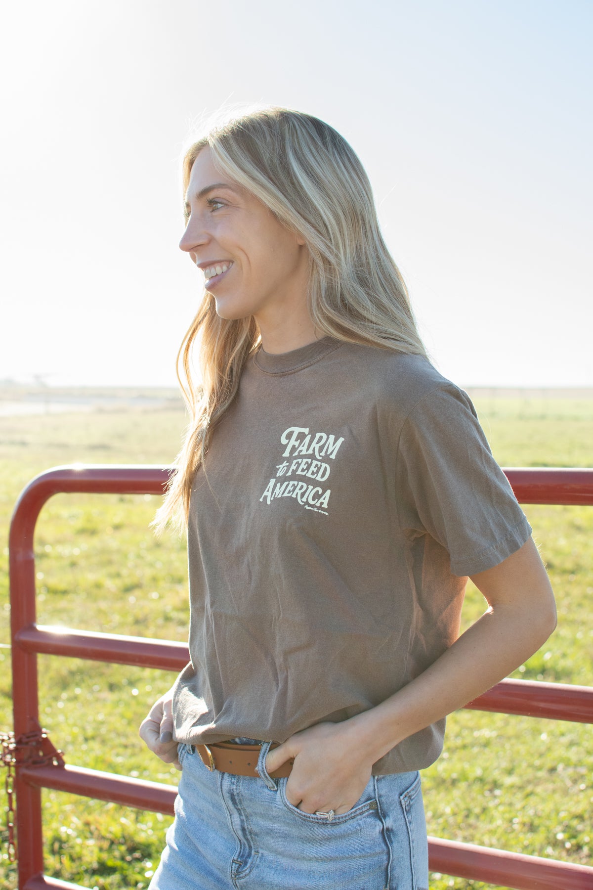 'Farm to Feed America' Brown Tee