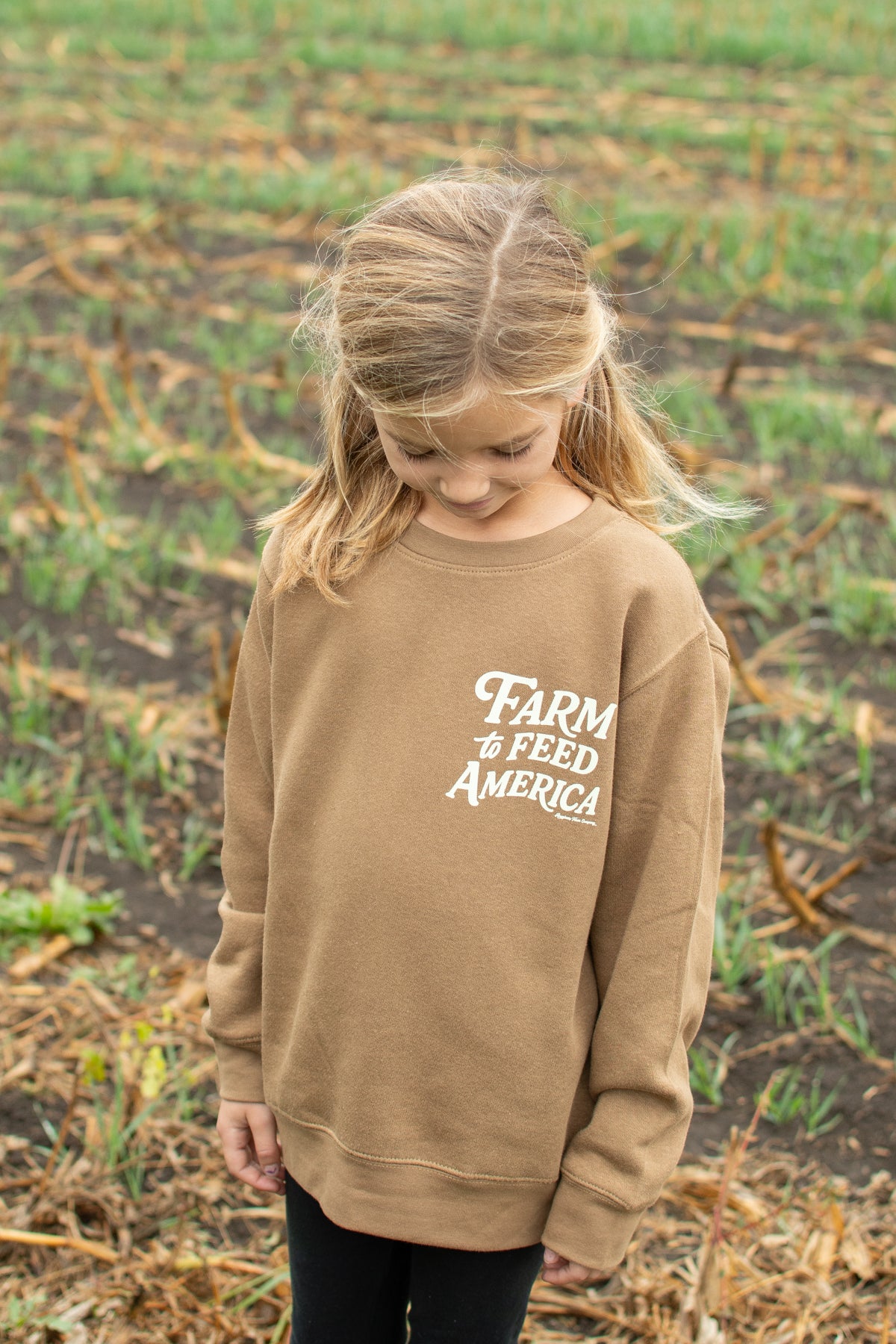 'Farm to Feed America’ Brown Youth Crewneck