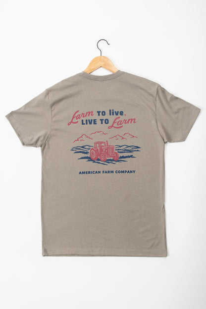 'Farm to Live, Live to Farm' Grey Essentials Tee