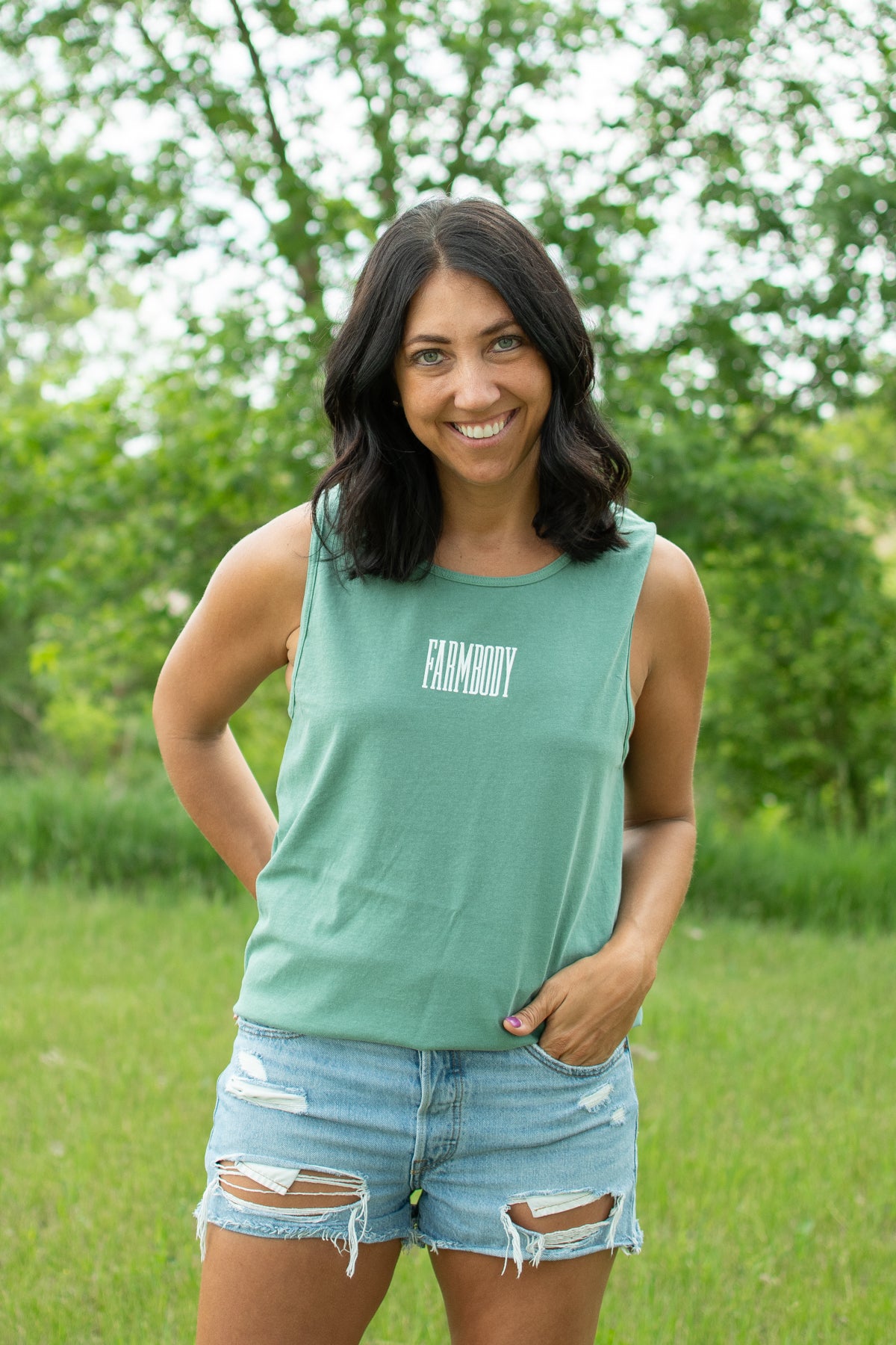 Farmbody' Washed Green Tank Top