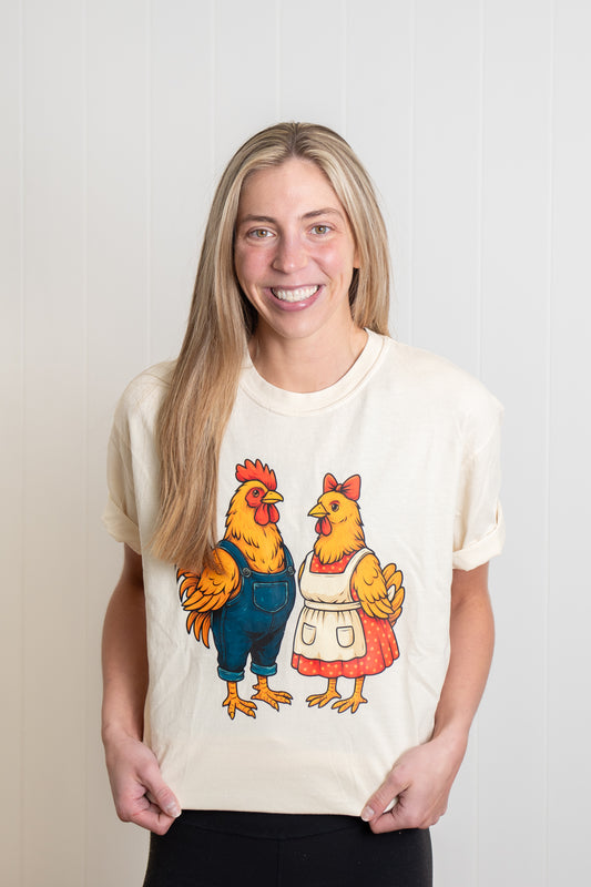 Farmer Chicken & Mrs. Chicken Ivory Tee