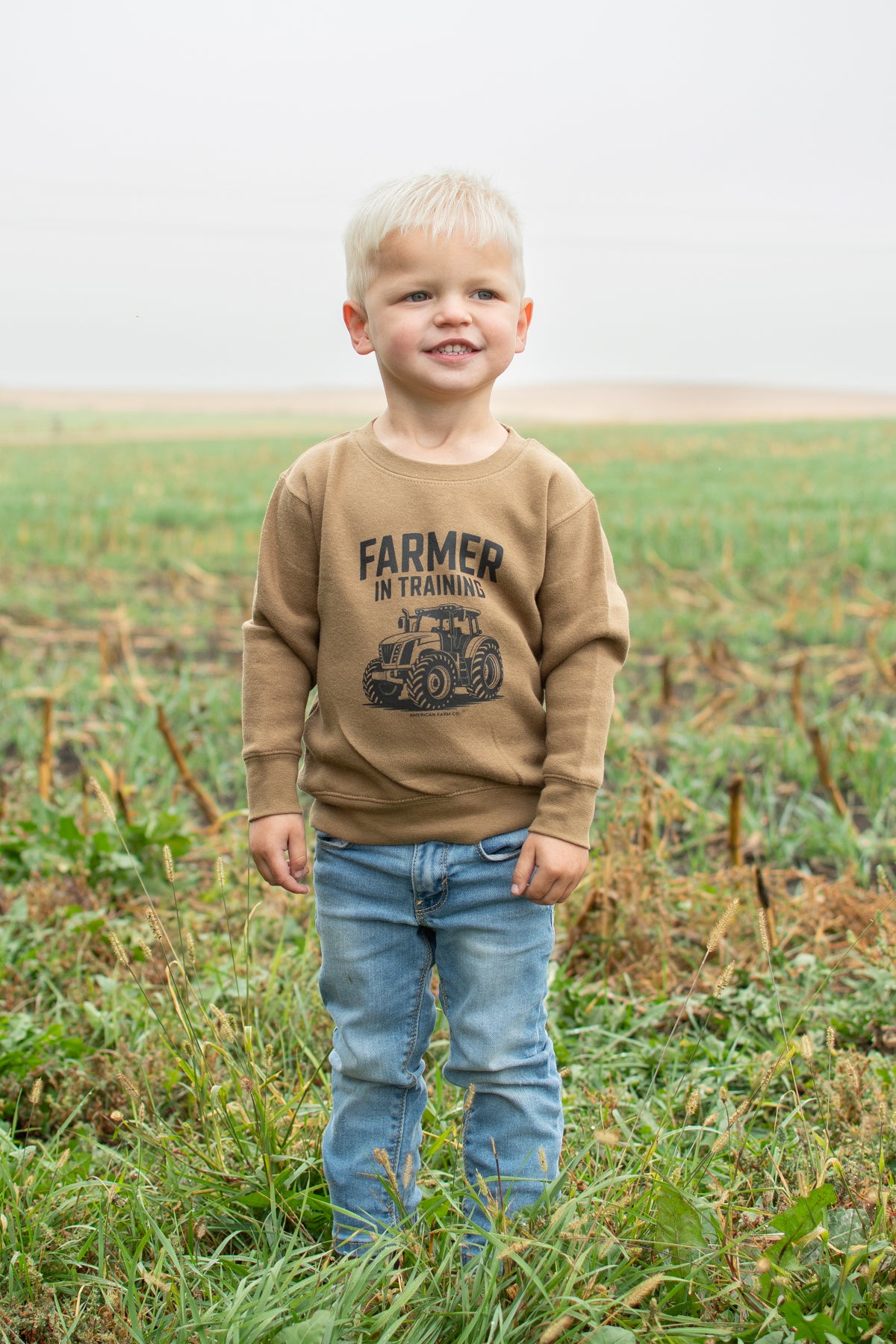 'Farmer in Training’ Toddler/Youth Brown Crewneck