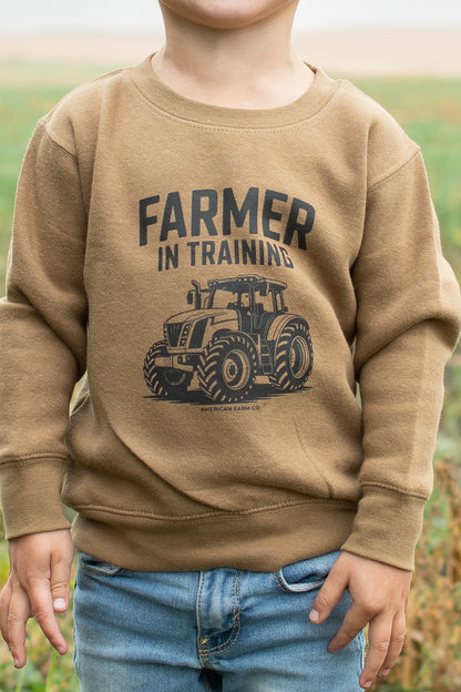'Farmer in Training’ Toddler/Youth Brown Crewneck