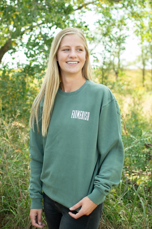 'Farmerish' Washed Green Crewneck