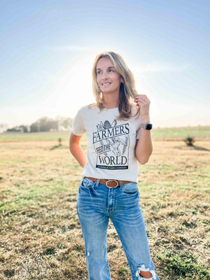 Farmers Feed the World Tan Tee - American Farm Company