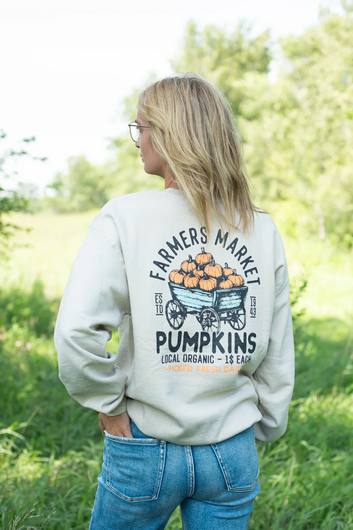 Farmers Market Pumpkins Adult Crewneck