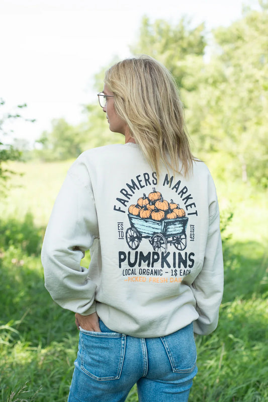 Farmers Market Pumpkins Adult Crewneck