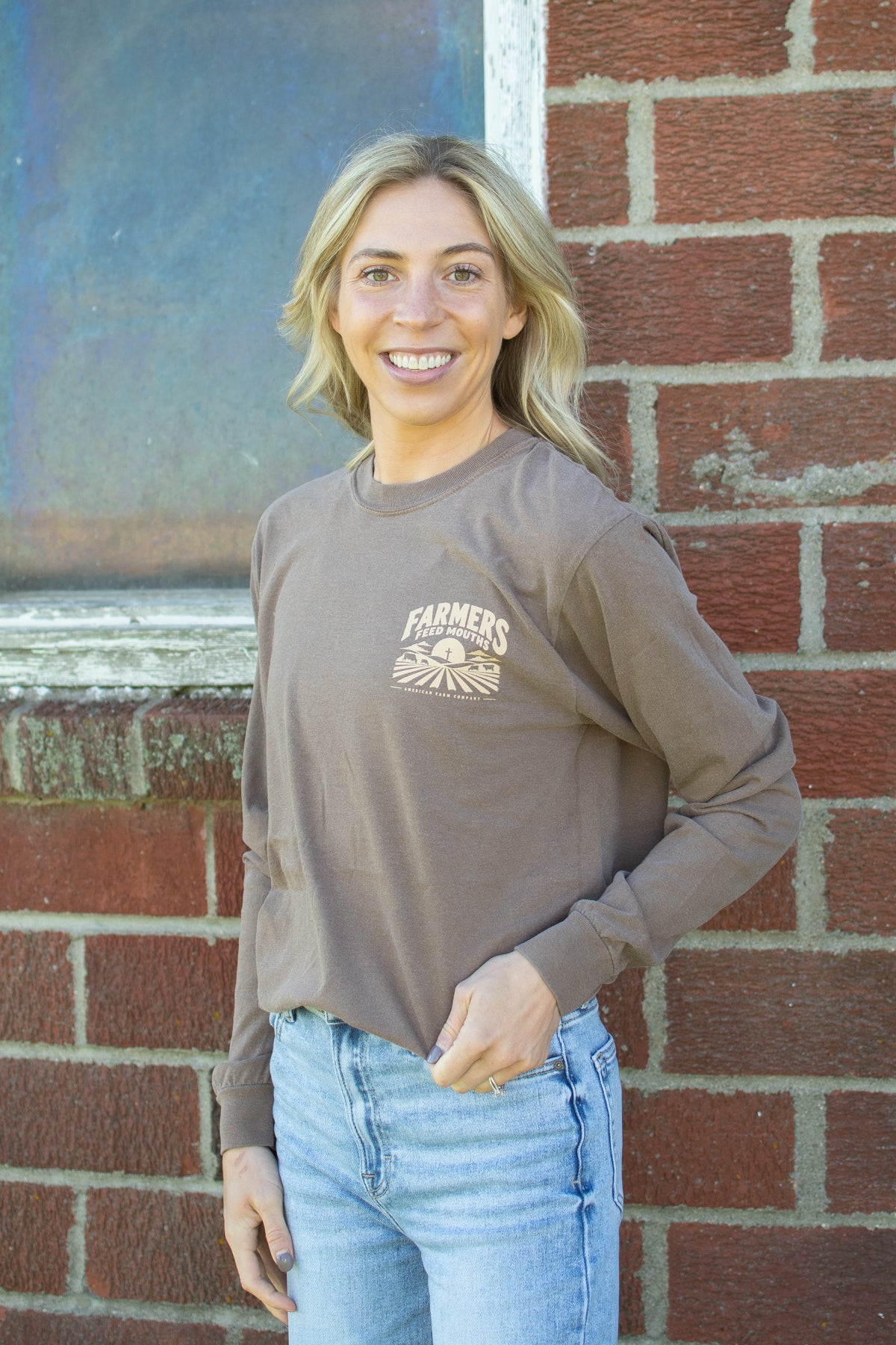 'Farmers Feed Mouths - Jesus Feeds Souls' Adult Long Sleeve