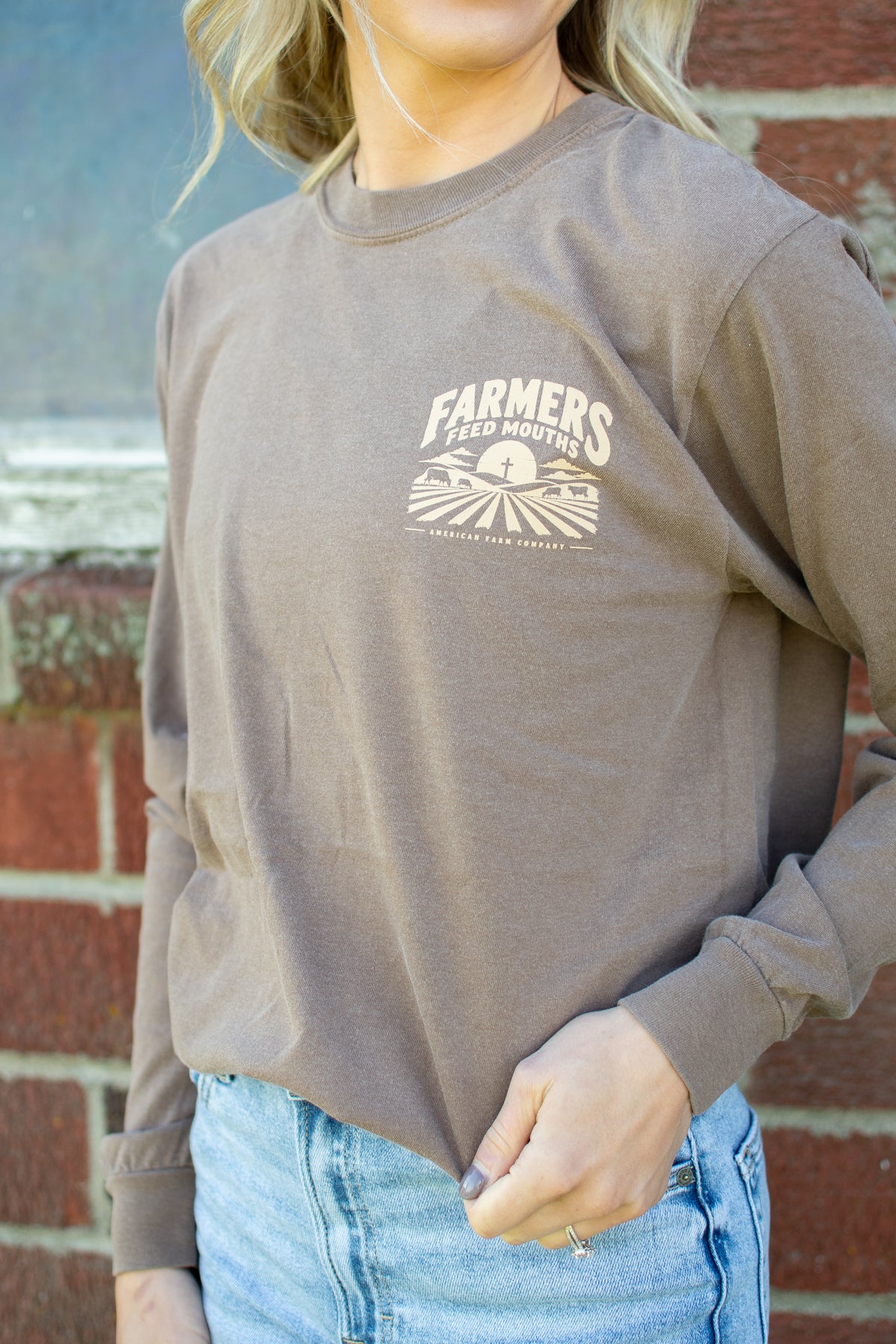 'Farmers Feed Mouths - Jesus Feeds Souls' Adult Long Sleeve