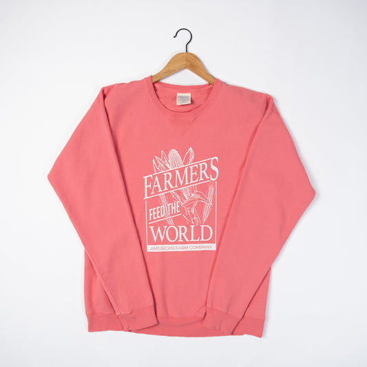 Farmers Feed The World Coral Crewneck - American Farm Company