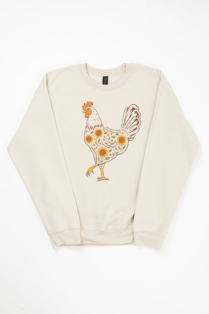 Farmhouse Sunflower Rooster Adult Crewneck