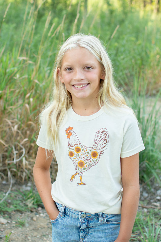 Farmhouse Sunflower Rooster Toddler/Youth T-Shirt