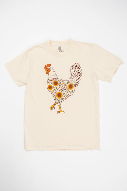 Farmhouse Sunflower Rooster Adult T-Shirt