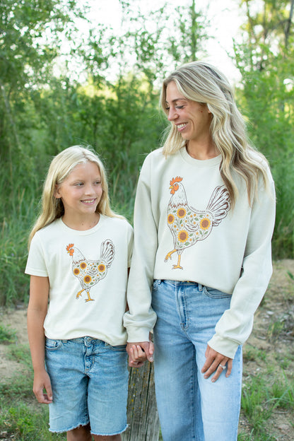 Farmhouse Sunflower Rooster Adult Crewneck