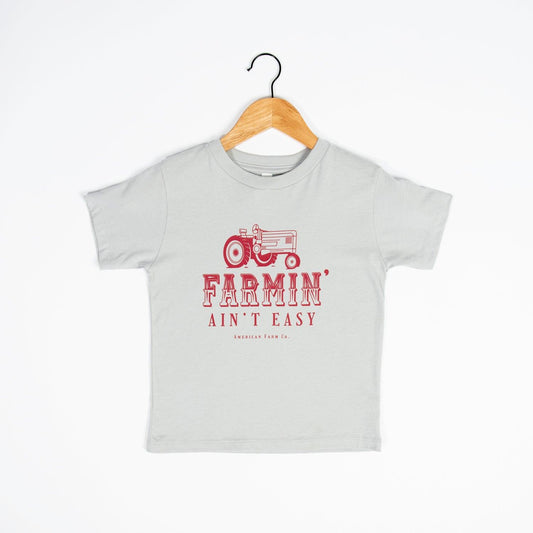 Farmin’ Ain’t Easy Red Toddler/Youth Tees - American Farm Company