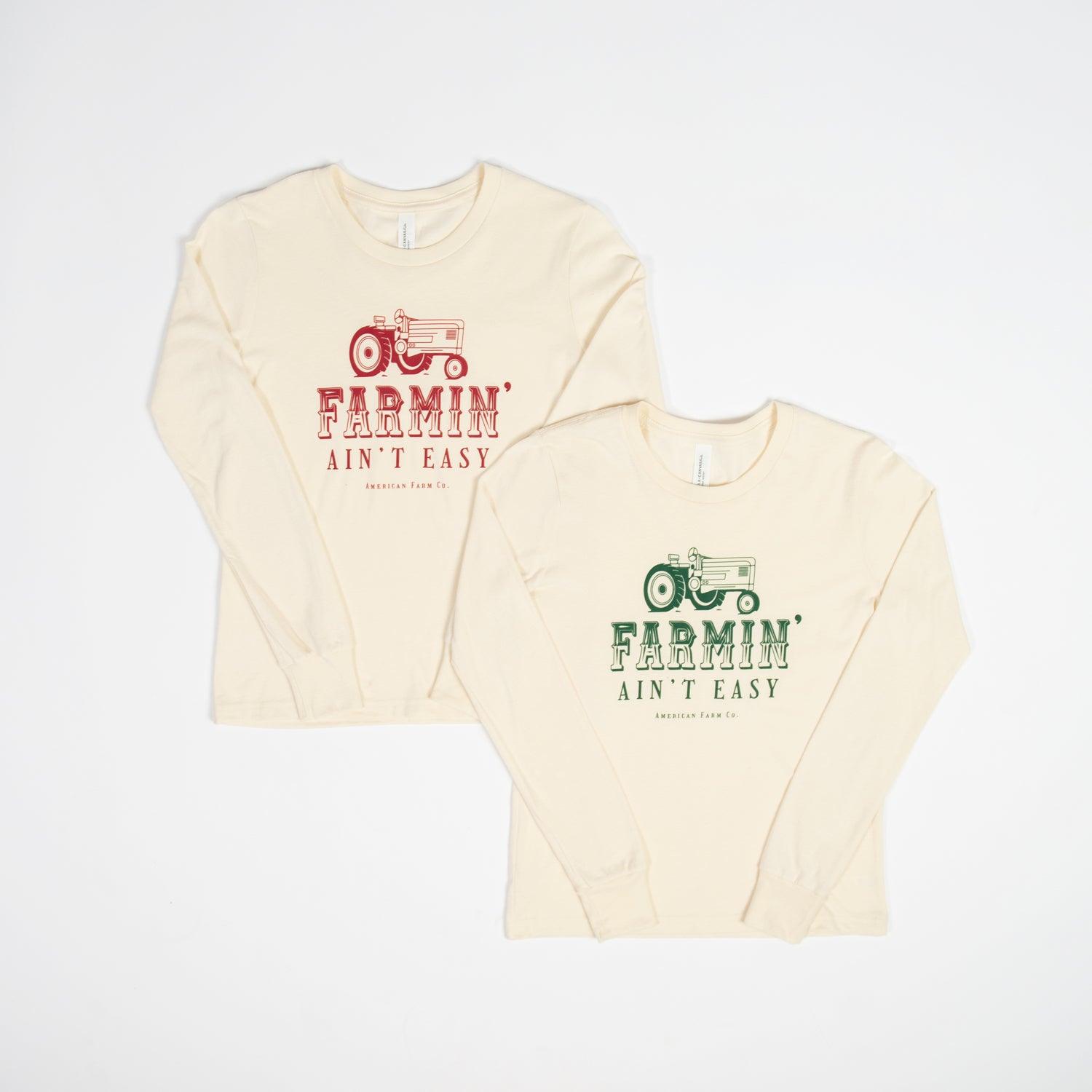 Farmin’ Ain’t Easy Red Toddler/Youth Long Sleeve - American Farm Company