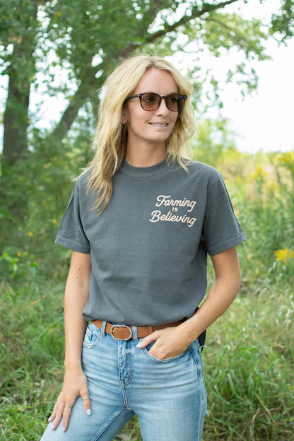 'Farming Is Believing' Charcoal Tee