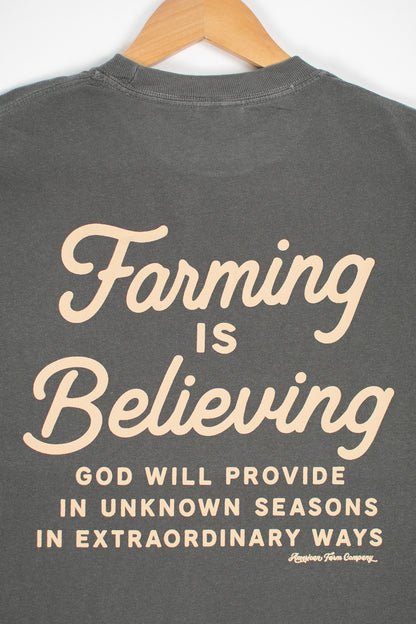 'Farming Is Believing' Charcoal Tee