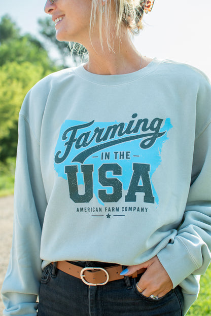 'Farming in the USA' Adult Crewneck