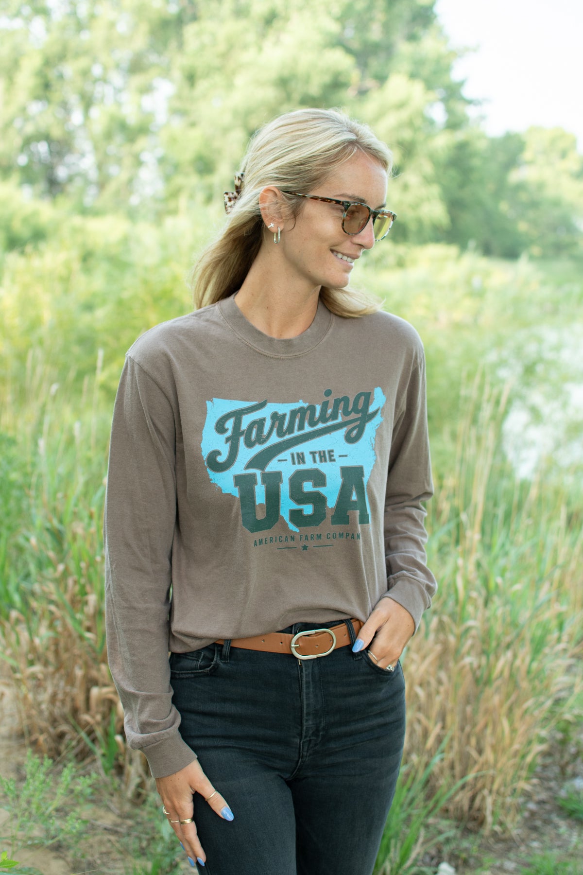 'Farming in the USA' Adult Long Sleeve