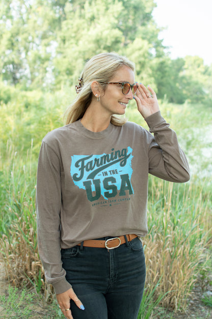'Farming in the USA' Adult Long Sleeve