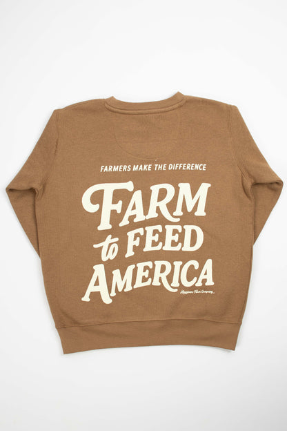 'Farm to Feed America’ Brown Youth Crewneck