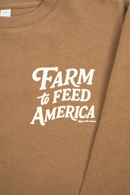 'Farm to Feed America’ Brown Youth Crewneck