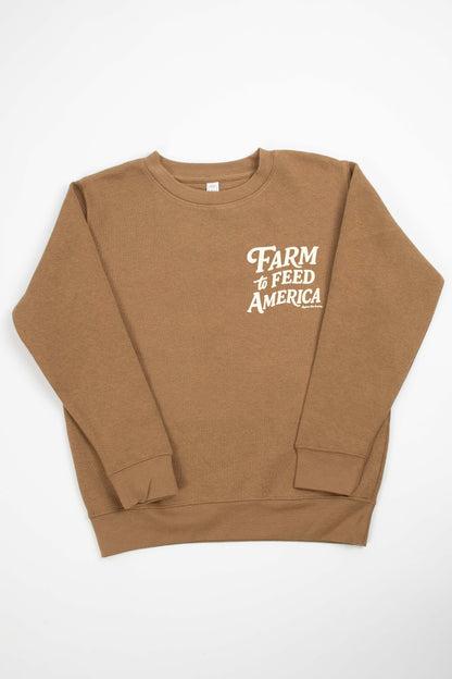 'Farm to Feed America’ Brown Youth Crewneck